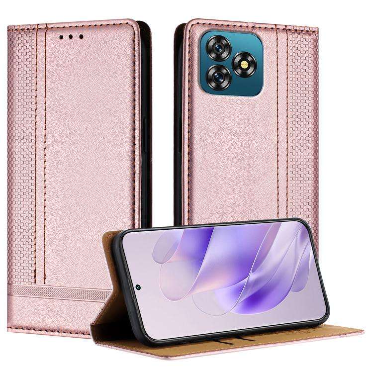 For Oukitel C53 Stitching Design Scratch-Resistant Vegan Leather Phone Case(Rose Gold)
