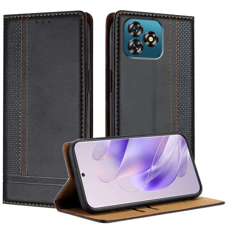 For Oukitel C53 Stitching Design Scratch-Resistant Vegan Leather Phone Case(Black)