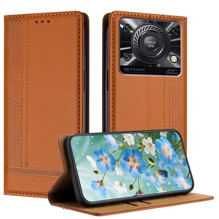 For Oukitel C60 Stitching Design Scratch-Resistant Vegan Leather Phone Case(Brown)
