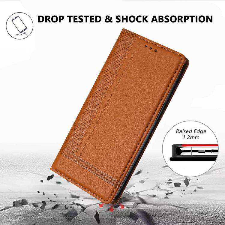 For Oukitel C60 Stitching Design Scratch-Resistant Vegan Leather Phone Case(Brown)