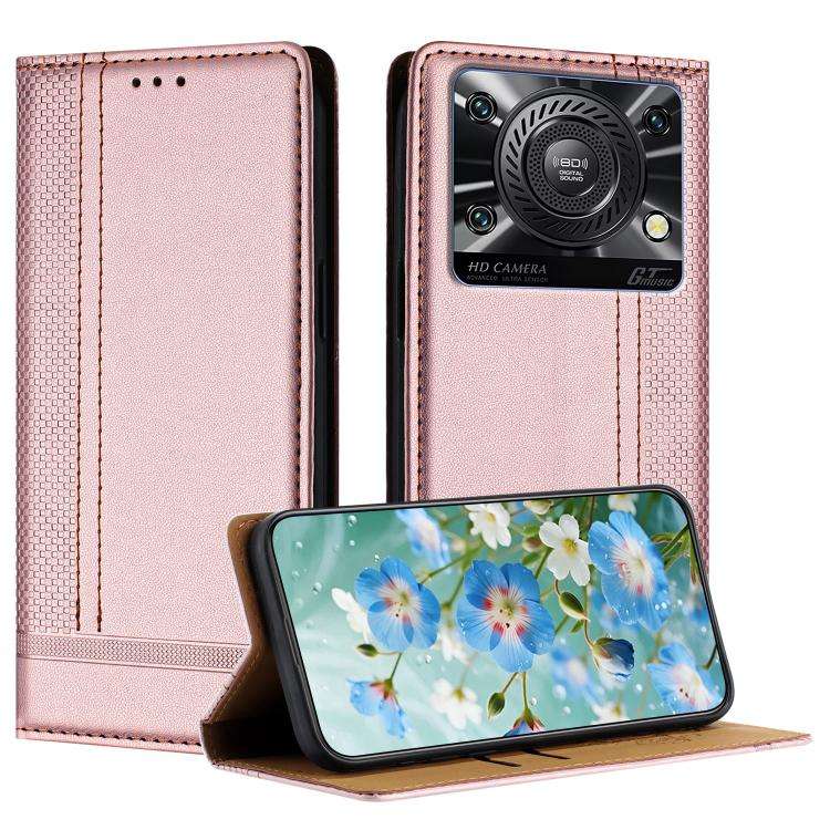 For Oukitel C60 Stitching Design Scratch-Resistant Vegan Leather Phone Case(Rose Gold)