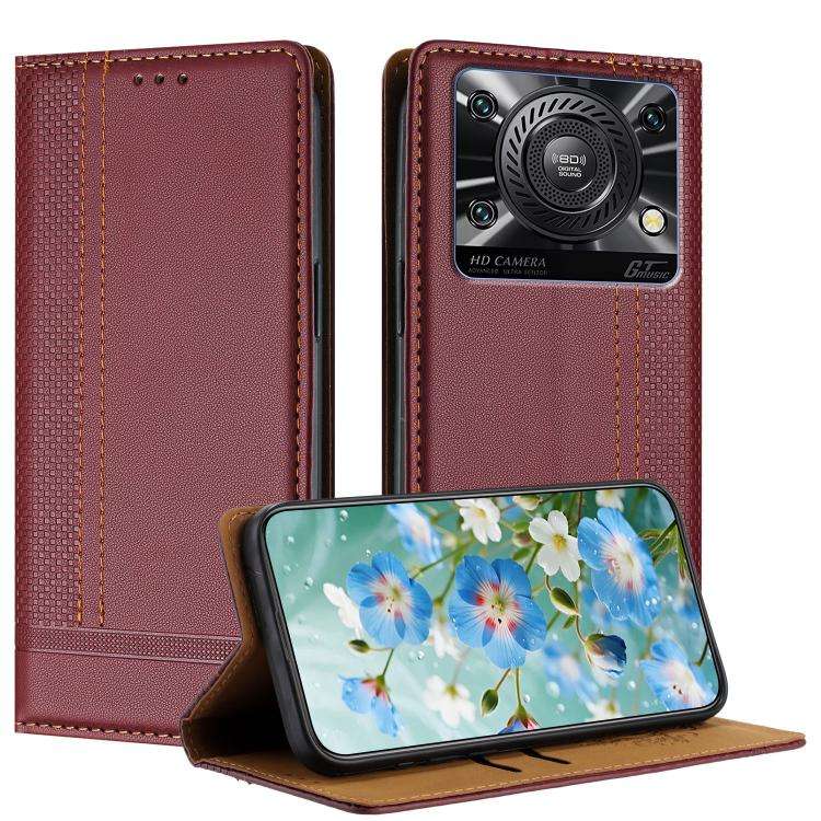 For Oukitel C60 Stitching Design Scratch-Resistant Vegan Leather Phone Case(Wine Red)