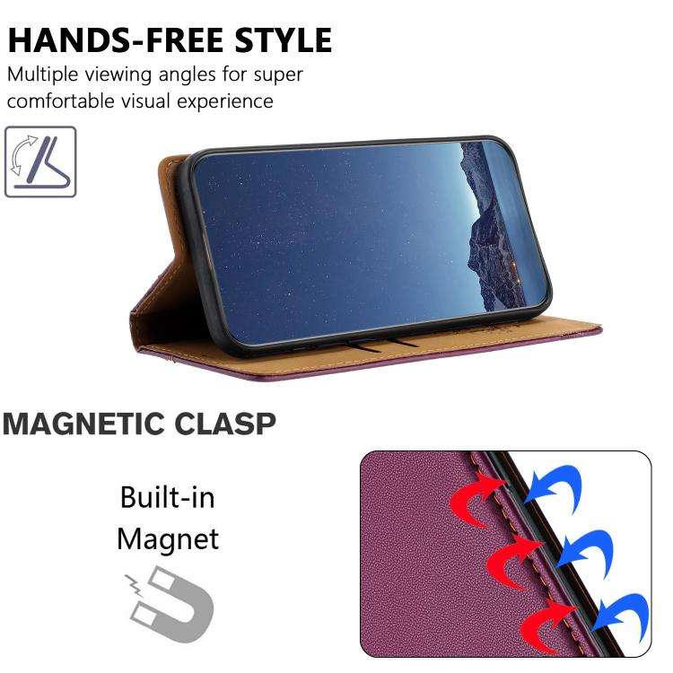 For Oukitel C61 Stitching Design Scratch-Resistant Vegan Leather Phone Case(Purple)