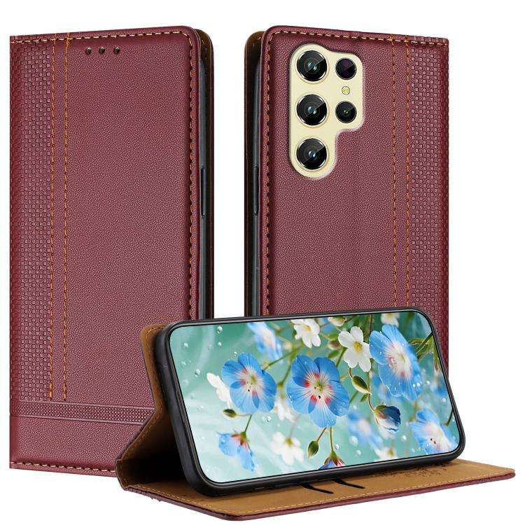 For Oukitel C61 Stitching Design Scratch-Resistant Vegan Leather Phone Case(Wine Red)