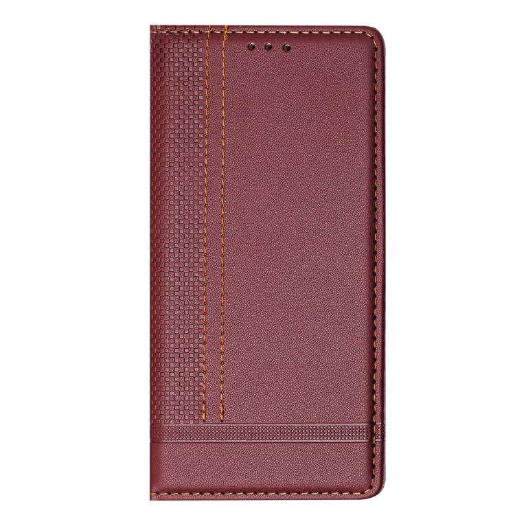 For Oukitel C61 Stitching Design Scratch-Resistant Vegan Leather Phone Case(Wine Red)