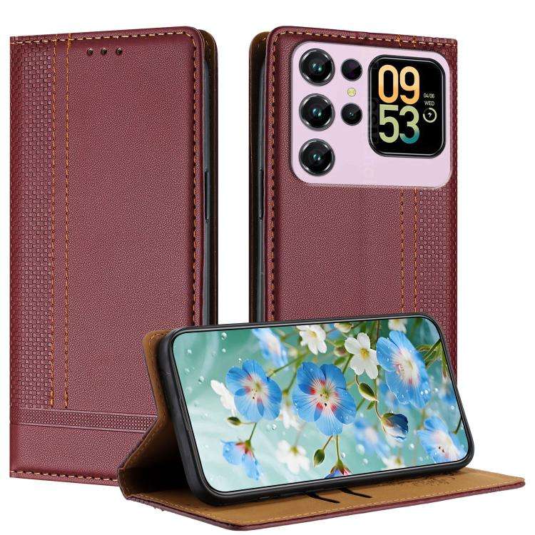 For Oukitel C62 Stitching Design Scratch-Resistant Vegan Leather Phone Case(Wine Red)