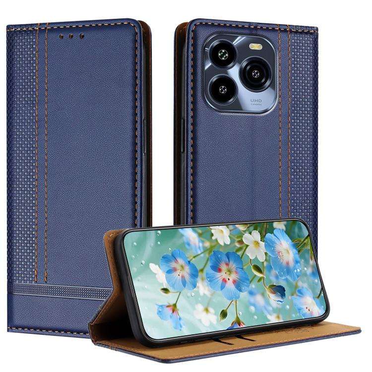 For Oukitel C65 Stitching Design Scratch-Resistant Vegan Leather Phone Case(Blue)