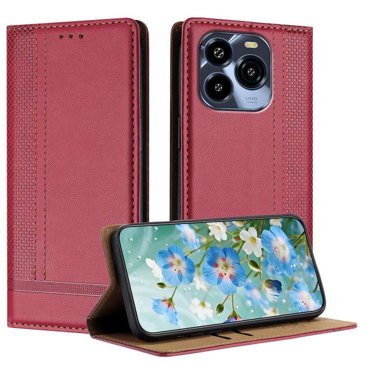 For Oukitel C65 Stitching Design Scratch-Resistant Vegan Leather Phone Case(Red)