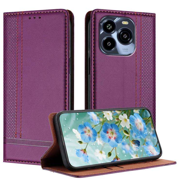 For Oukitel C65 Stitching Design Scratch-Resistant Vegan Leather Phone Case(Purple)