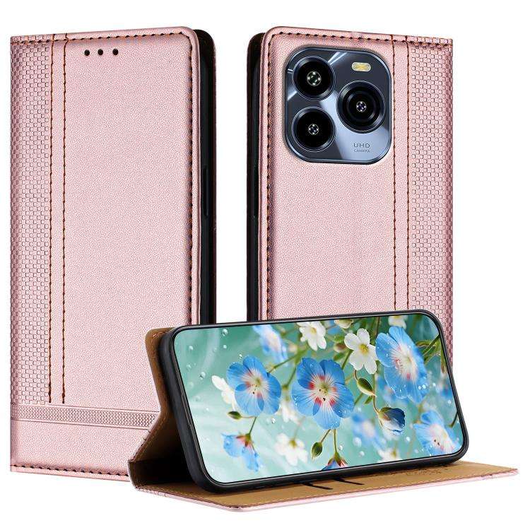 For Oukitel C65 Stitching Design Scratch-Resistant Vegan Leather Phone Case(Rose Gold)