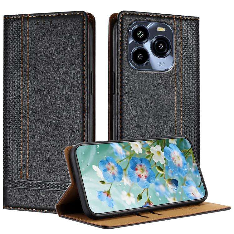 For Oukitel C65 Stitching Design Scratch-Resistant Vegan Leather Phone Case(Black)