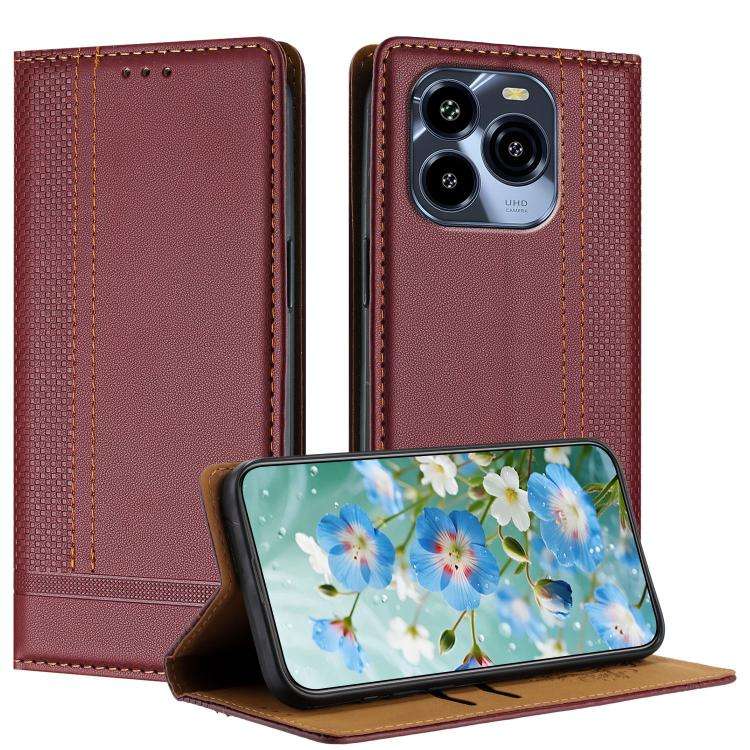 For Oukitel C65 Stitching Design Scratch-Resistant Vegan Leather Phone Case(Wine Red)