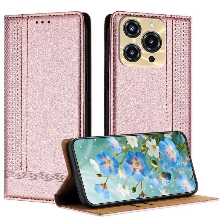 For Oukitel C68 Stitching Design Scratch-Resistant Vegan Leather Phone Case(Rose Gold)