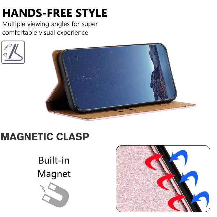 For Oukitel C68 Stitching Design Scratch-Resistant Vegan Leather Phone Case(Rose Gold)