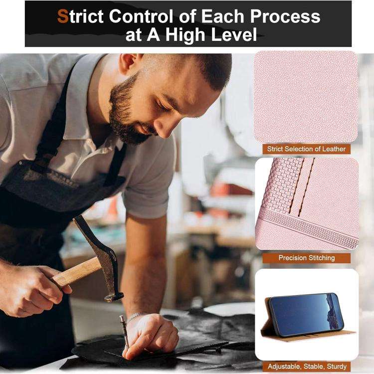 For Oukitel C68 Stitching Design Scratch-Resistant Vegan Leather Phone Case(Rose Gold)