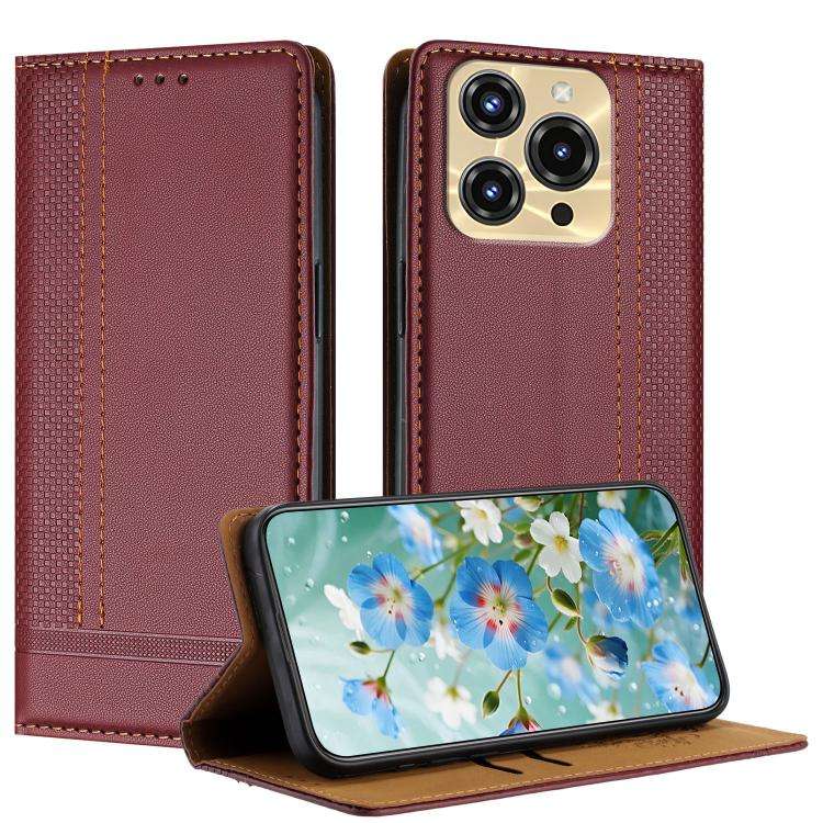 For Oukitel C68 Stitching Design Scratch-Resistant Vegan Leather Phone Case(Wine Red)