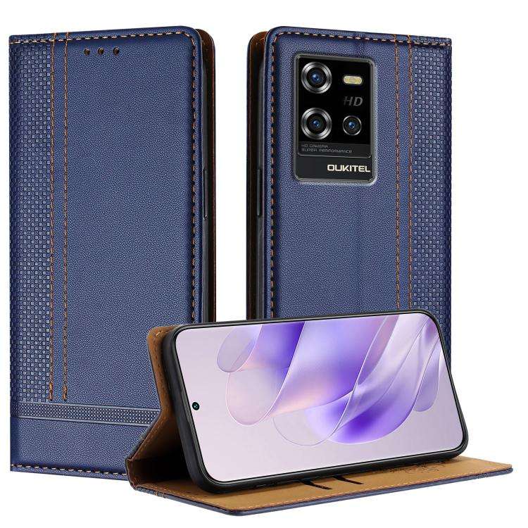 For Oukitel WP50 Stitching Design Scratch-Resistant Vegan Leather Phone Case(Blue)