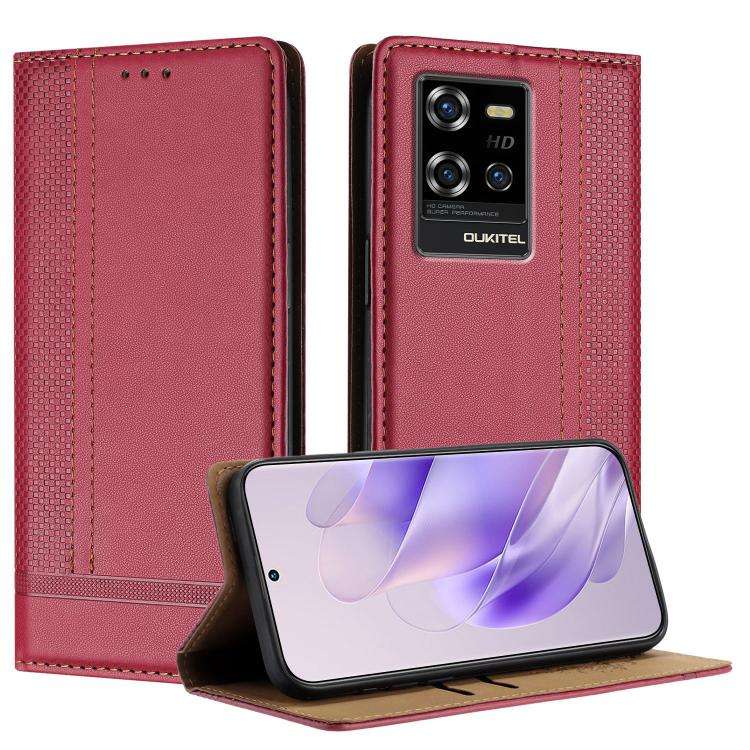 For Oukitel WP50 Stitching Design Scratch-Resistant Vegan Leather Phone Case(Red)