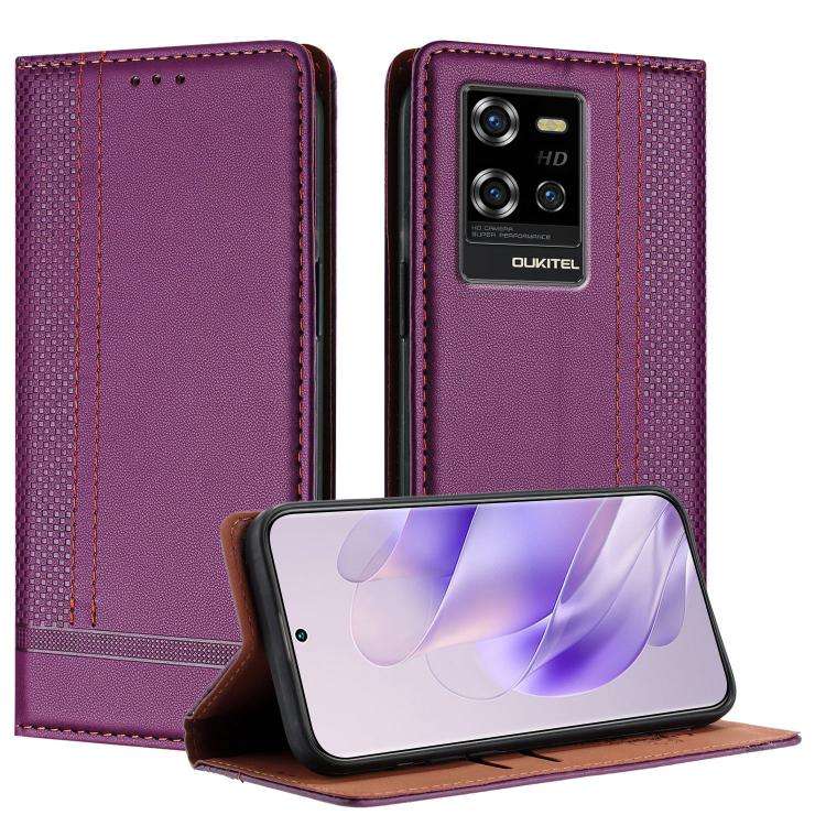 For Oukitel WP50 Stitching Design Scratch-Resistant Vegan Leather Phone Case(Purple)