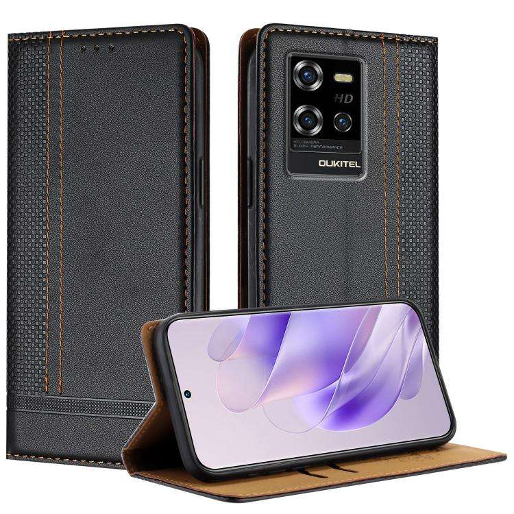 For Oukitel WP50 Stitching Design Scratch-Resistant Vegan Leather Phone Case(Black)