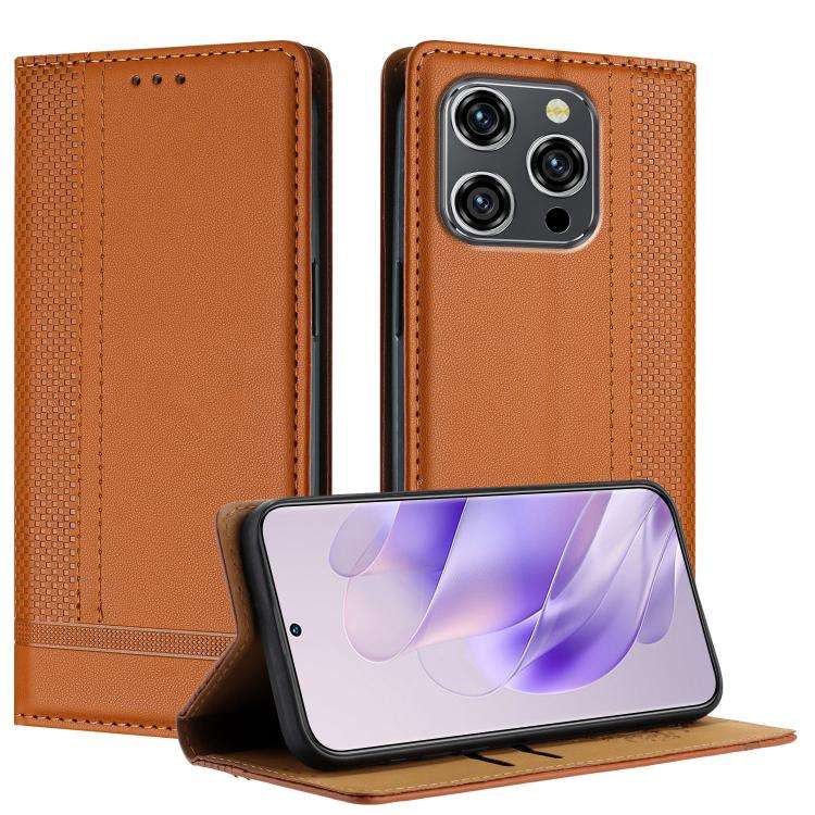 For Oukitel WP52 Stitching Design Scratch-Resistant Vegan Leather Phone Case(Brown)