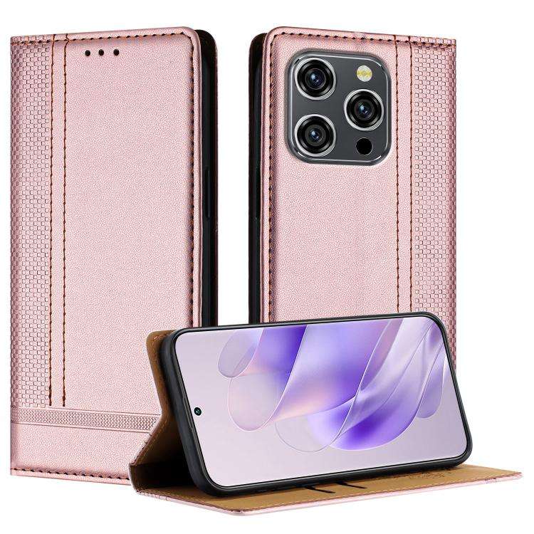 For Oukitel WP52 Stitching Design Scratch-Resistant Vegan Leather Phone Case(Rose Gold)