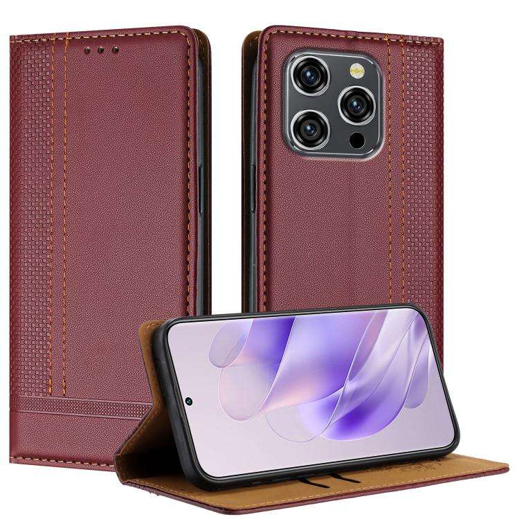 For Oukitel WP52 Stitching Design Scratch-Resistant Vegan Leather Phone Case(Wine Red)