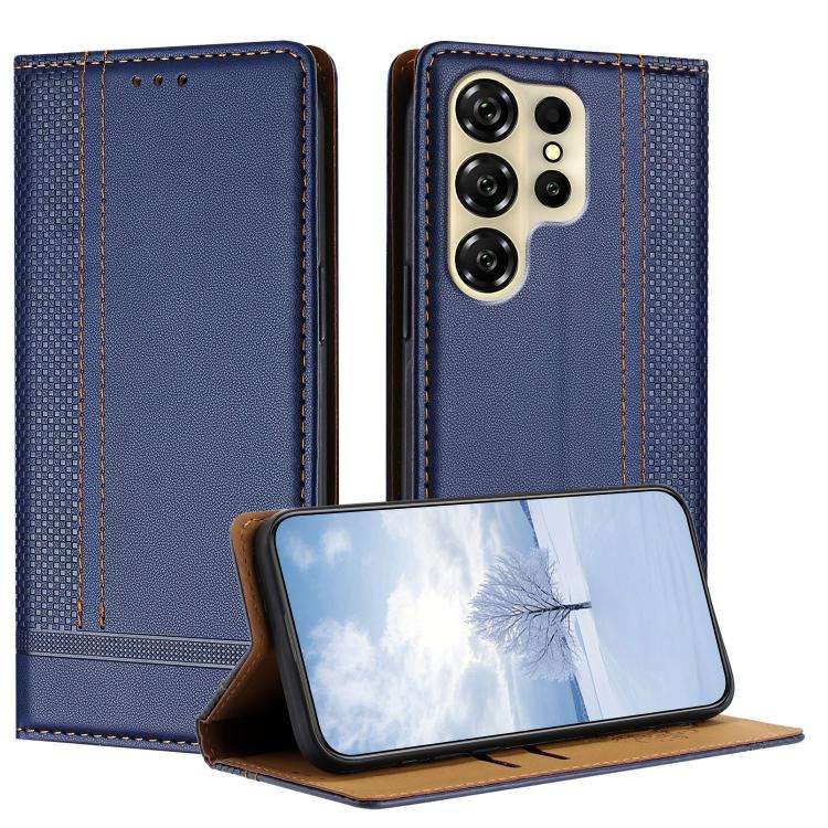 For Oukitel C26 Stitching Design Scratch-Resistant Vegan Leather Phone Case(Blue)