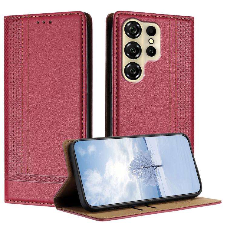 For Oukitel C26 Stitching Design Scratch-Resistant Vegan Leather Phone Case(Red)