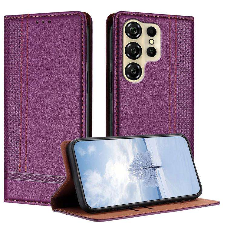 For Oukitel C26 Stitching Design Scratch-Resistant Vegan Leather Phone Case(Purple)