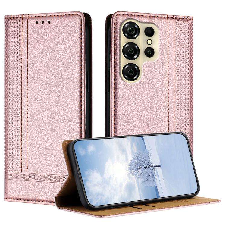 For Oukitel C26 Stitching Design Scratch-Resistant Vegan Leather Phone Case(Rose Gold)