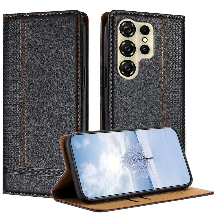 For Oukitel C26 Stitching Design Scratch-Resistant Vegan Leather Phone Case(Black)