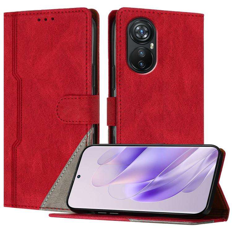 For Blackview A200 Pro Color Matching Buckle Clasp Vegan Leather Phone Case(Red)