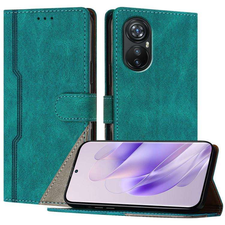 For Blackview A200 Pro Color Matching Buckle Clasp Vegan Leather Phone Case(Green)