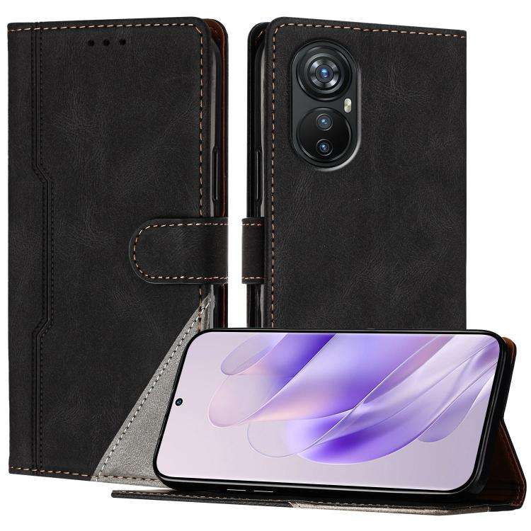 For Blackview A200 Pro Color Matching Buckle Clasp Vegan Leather Phone Case(Black)