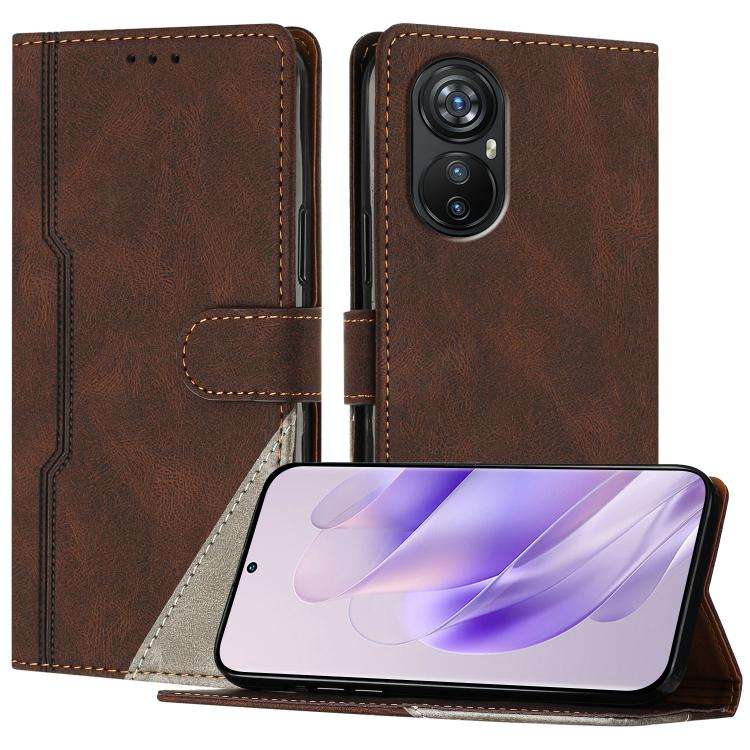For Blackview A200 Pro Color Matching Buckle Clasp Vegan Leather Phone Case(Brown)