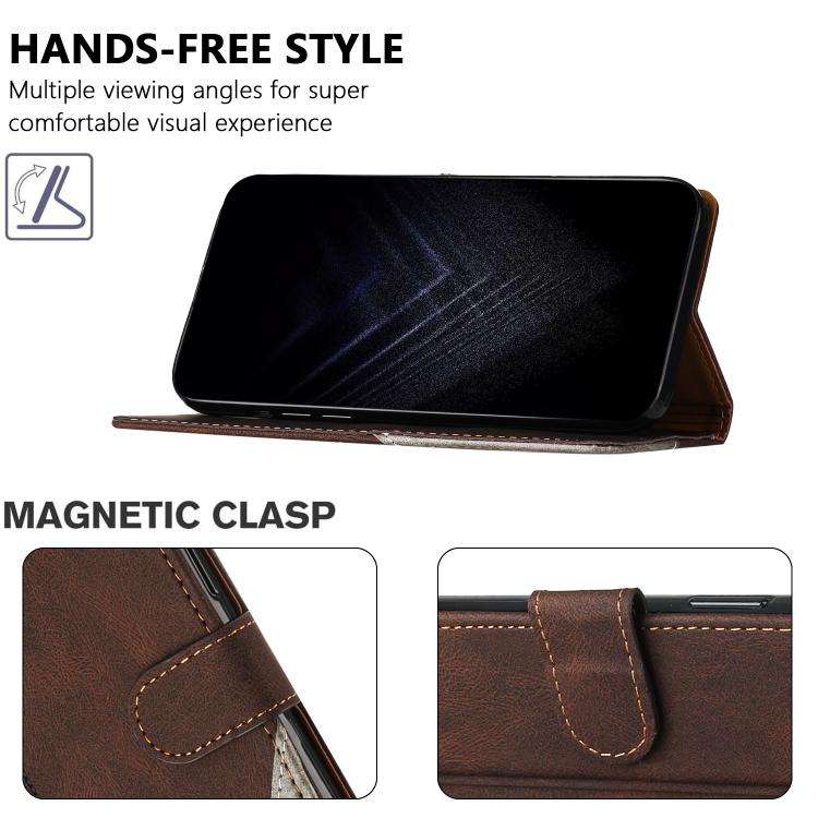 For Blackview A200 Pro Color Matching Buckle Clasp Vegan Leather Phone Case(Brown)