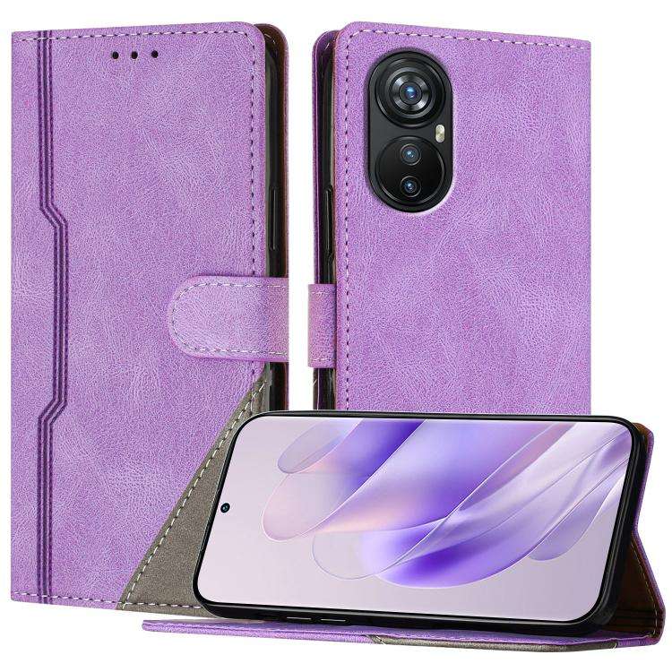 For Blackview A200 Pro Color Matching Buckle Clasp Vegan Leather Phone Case(Purple)