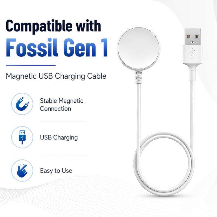 For Fossil Gen 1 xDfind USB Magnetic Watch Charger, Length: 1m(White)