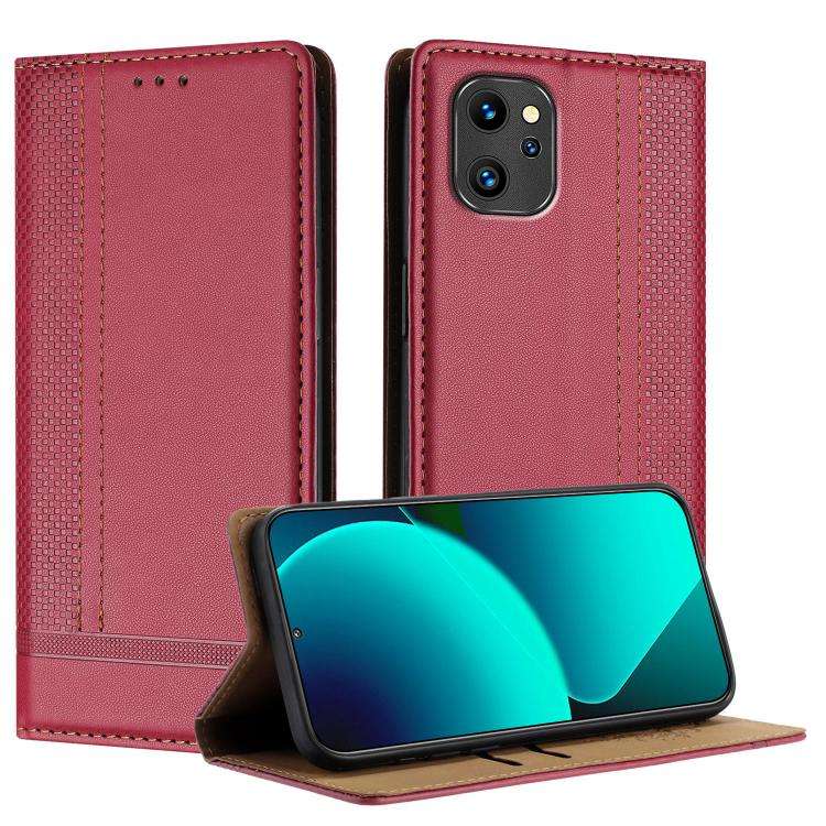For Umidigi A13 Stitching Design Scratch-Resistant Vegan Leather Phone Case(Red)