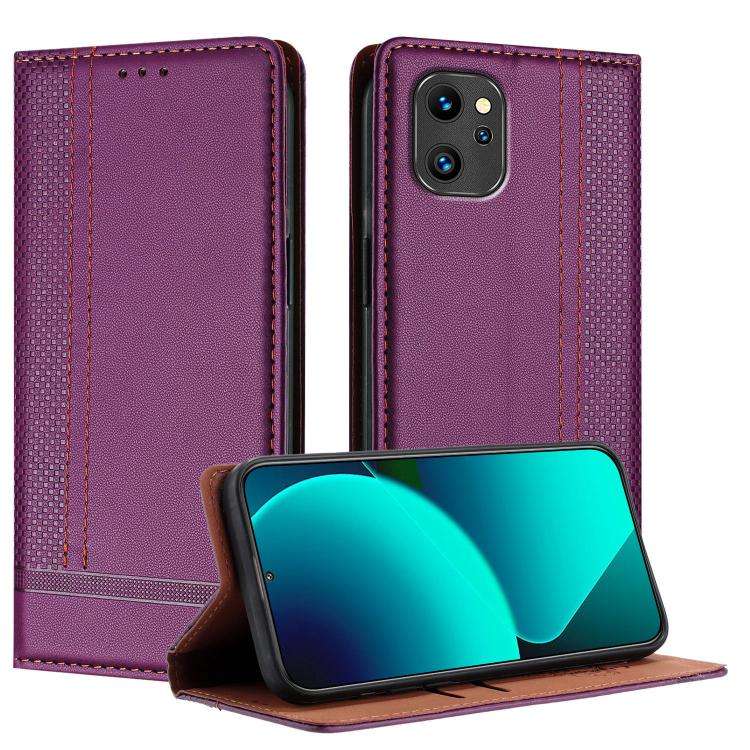 For Umidigi A13 Stitching Design Scratch-Resistant Vegan Leather Phone Case(Purple)