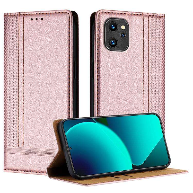 For Umidigi A13 Stitching Design Scratch-Resistant Vegan Leather Phone Case(Rose Gold)