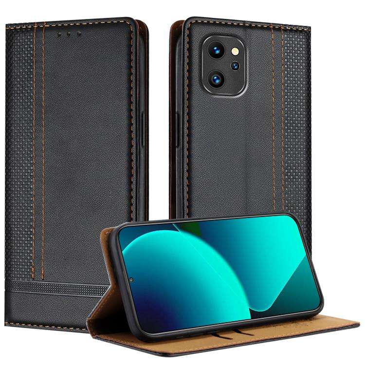 For Umidigi A13 Stitching Design Scratch-Resistant Vegan Leather Phone Case(Black)