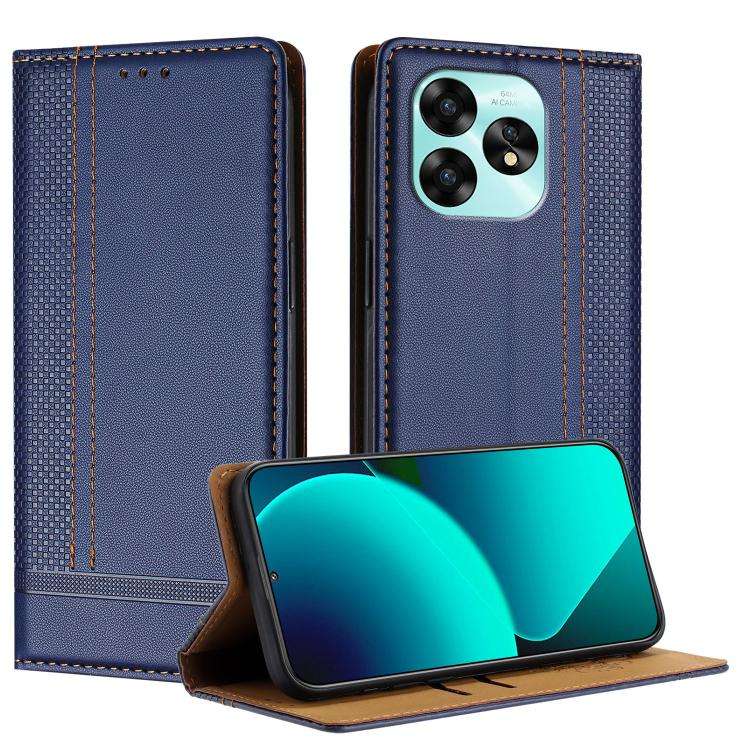 For Umidigi A15 Stitching Design Scratch-Resistant Vegan Leather Phone Case(Blue)