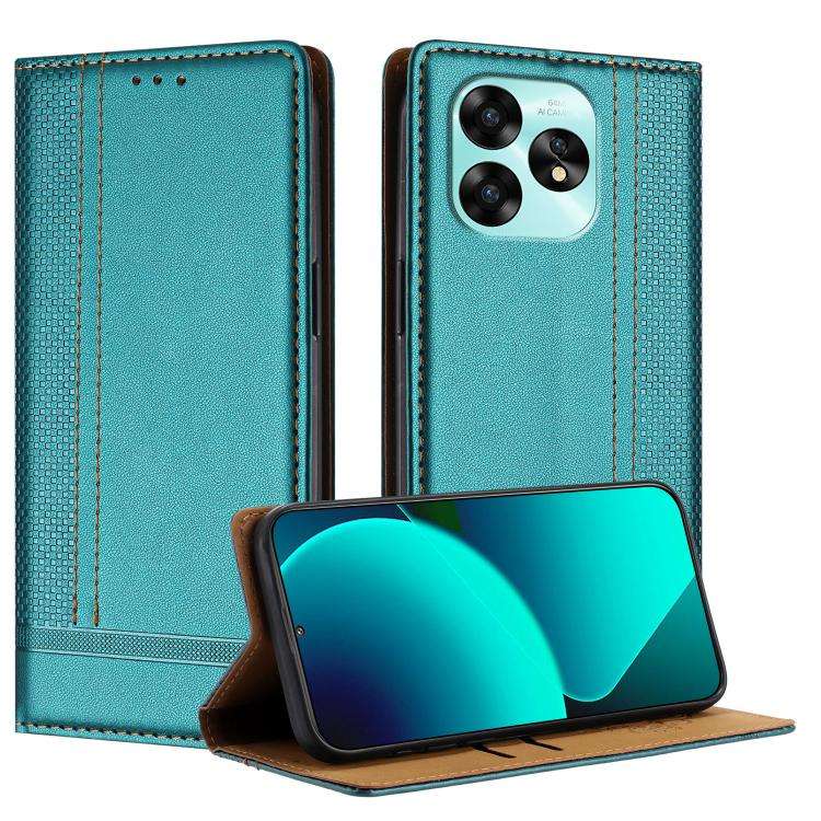 For Umidigi A15 Stitching Design Scratch-Resistant Vegan Leather Phone Case(Green)
