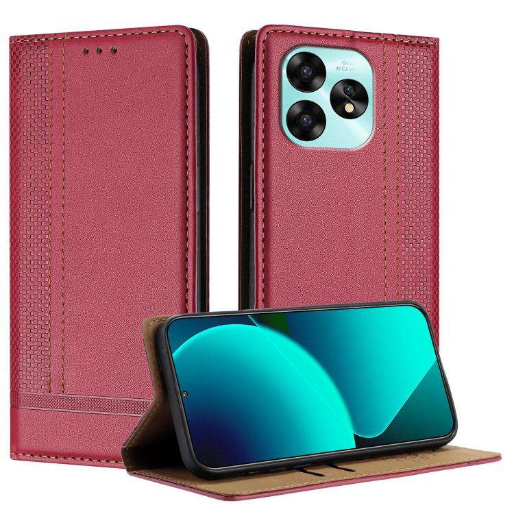 For Umidigi A15C Stitching Design Scratch-Resistant Vegan Leather Phone Case(Red)