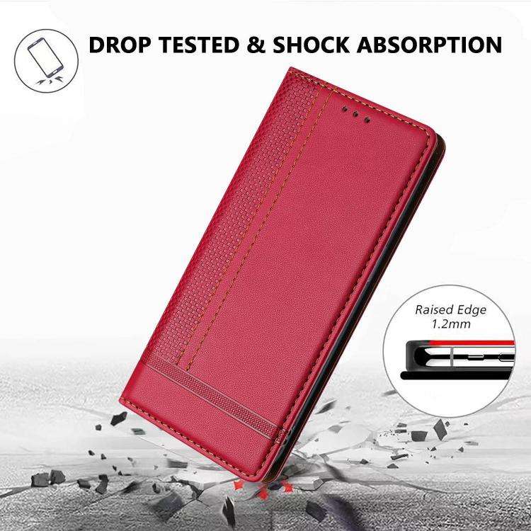 For Umidigi A15C Stitching Design Scratch-Resistant Vegan Leather Phone Case(Red)