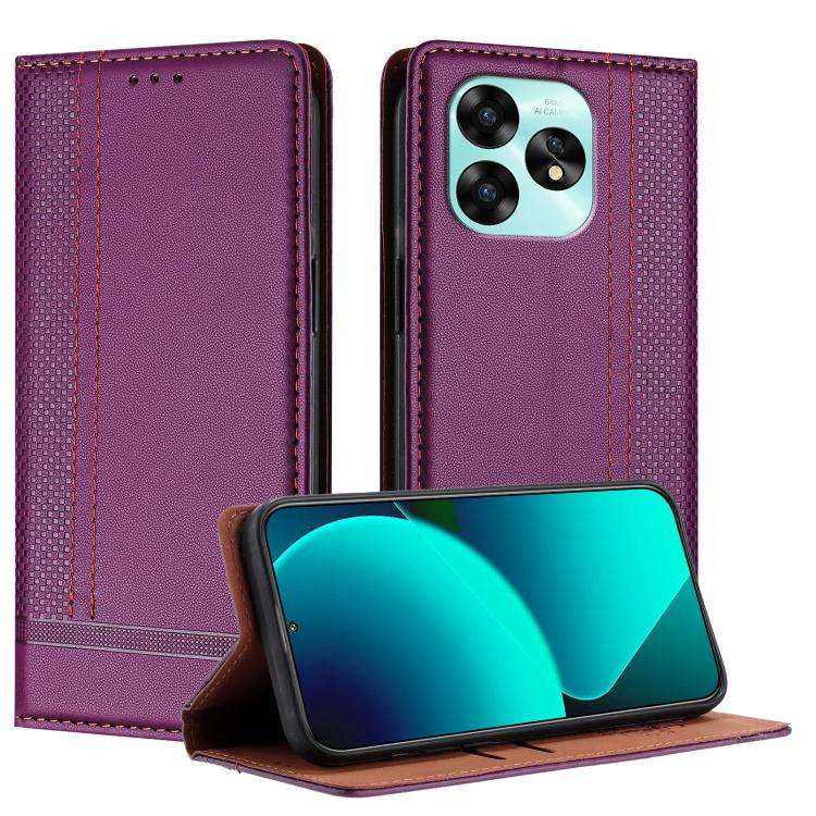 For Umidigi A15C Stitching Design Scratch-Resistant Vegan Leather Phone Case(Purple)
