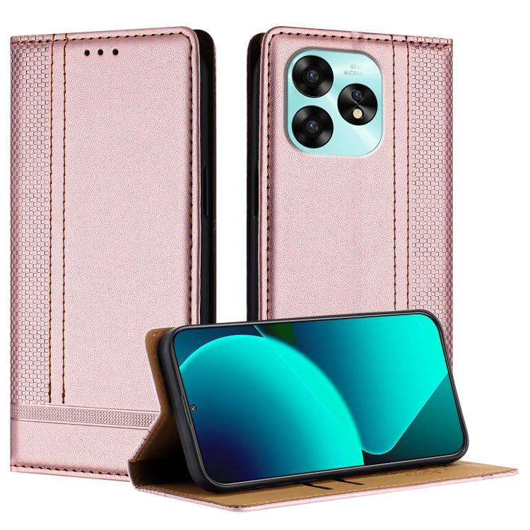 For Umidigi A15C Stitching Design Scratch-Resistant Vegan Leather Phone Case(Rose Gold)