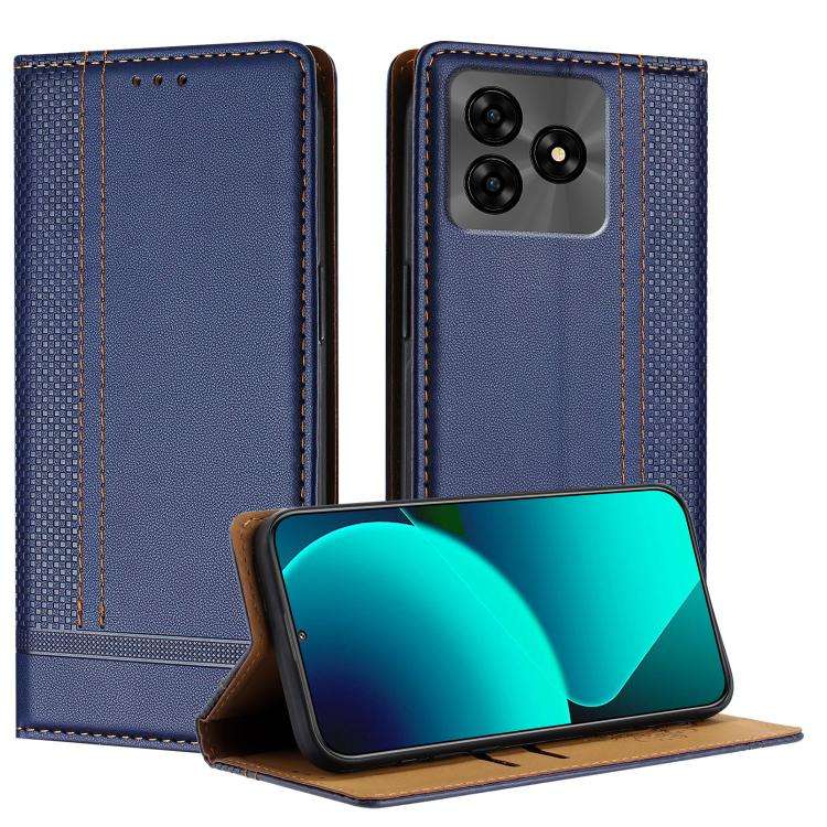 For Umidigi G5 Stitching Design Scratch-Resistant Vegan Leather Phone Case(Blue)
